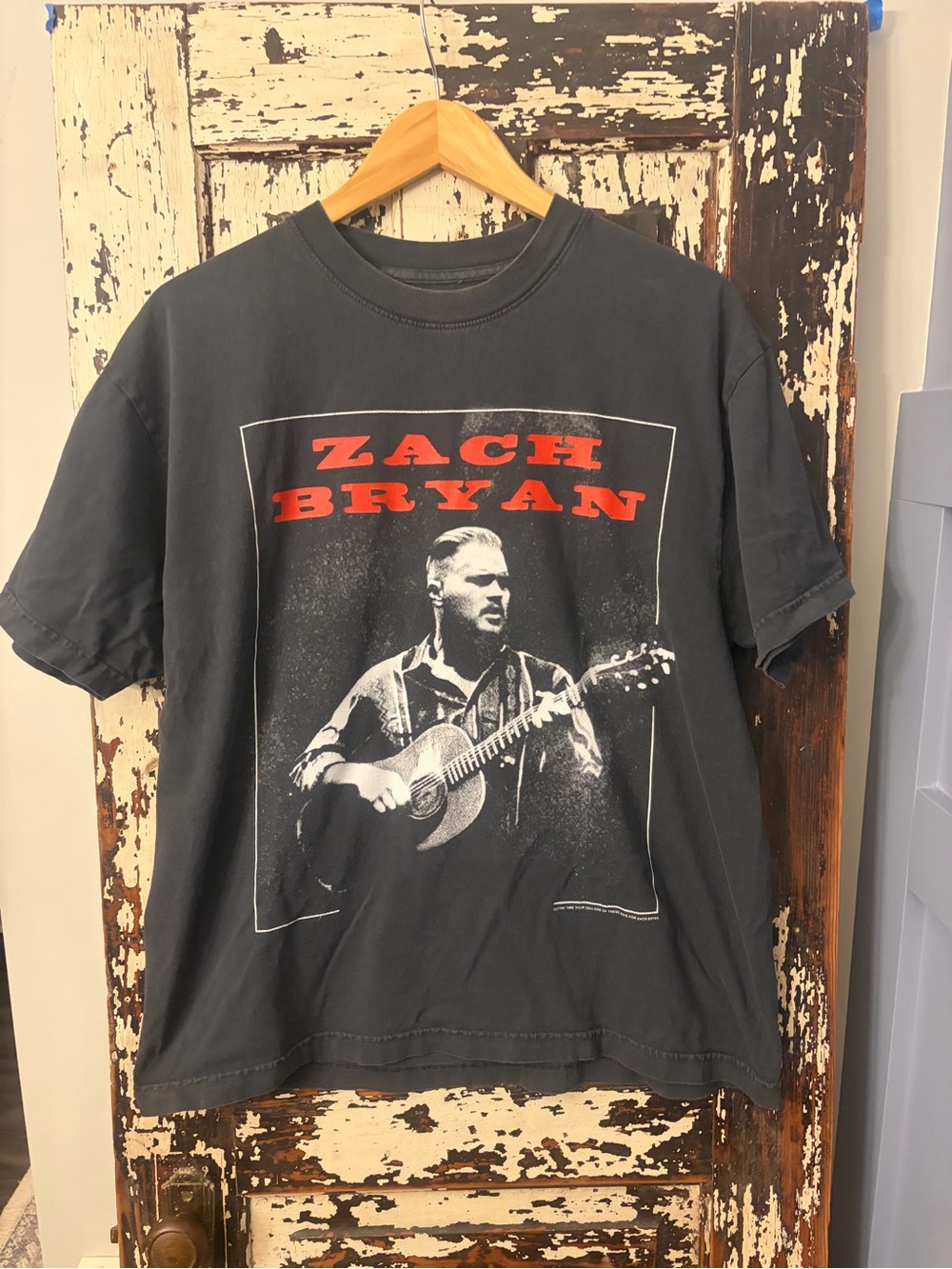 Zach Bryan Quittin Time Tour Graphic Band Tee mineral wash look size Large.